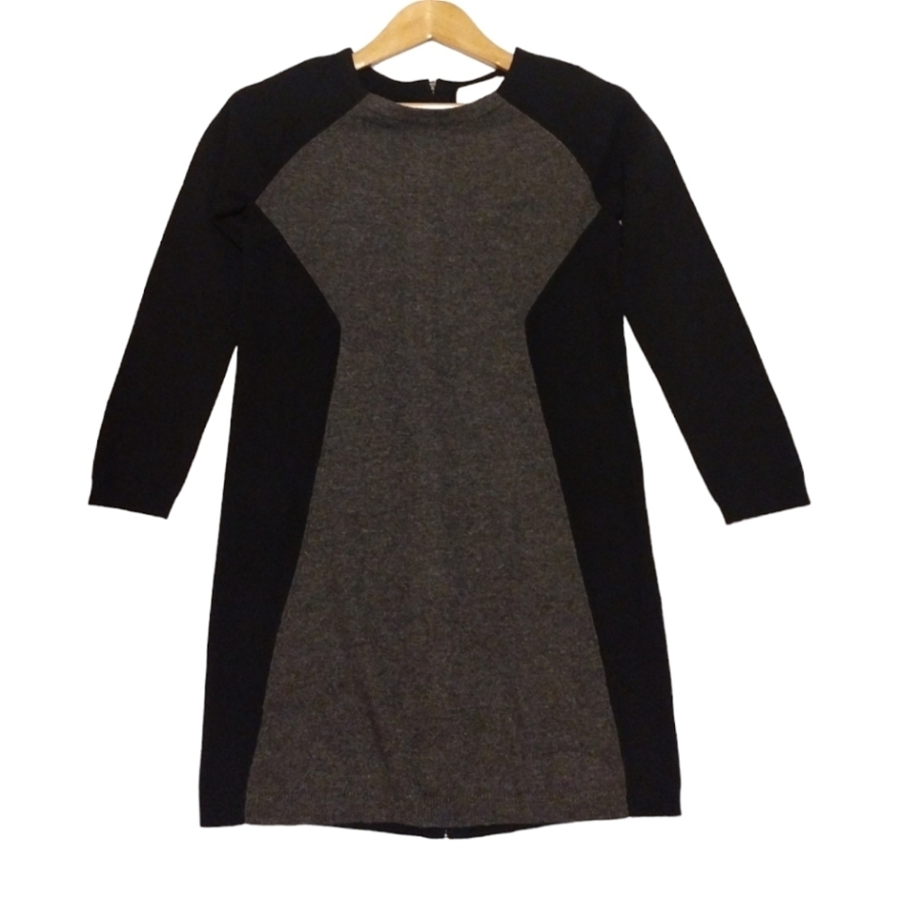 Ply Cashmere Black Gray Color Block 3/4 Sleeve Dress